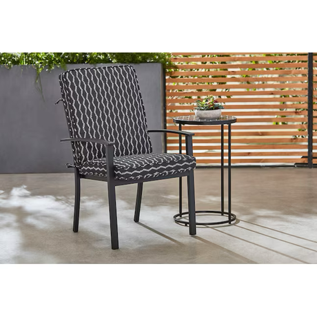 Origin 21 Cojín para silla de patio con respaldo alto de jacquard Helix negro de 20 x 20 pulgadas