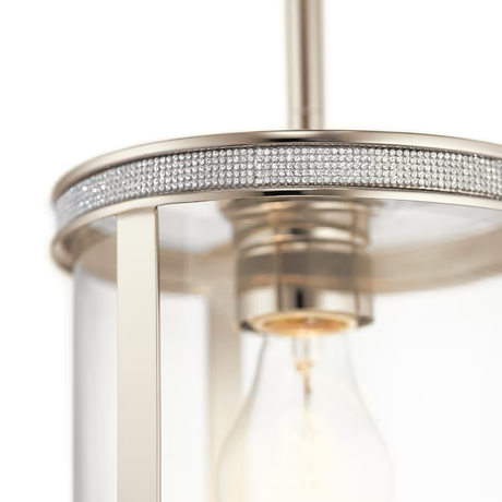 Kichler Angelica - Lámpara colgante industrial de cristal transparente con cilindro de níquel pulido