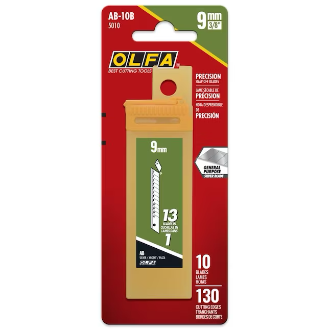 OLFA Carbon Steel 9Mm Snap-off Utility Razor Blade(10-Pack)