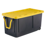 Project Source Commander X-large 75-Gallons (300-Quart) Black and Yellow Heavy Duty Rolling Tote with Standard Snap Lid
