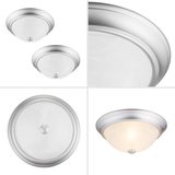 Project Source 2-Pack 2-Light 13-in Satin Nickel Flush Mount Dome Light