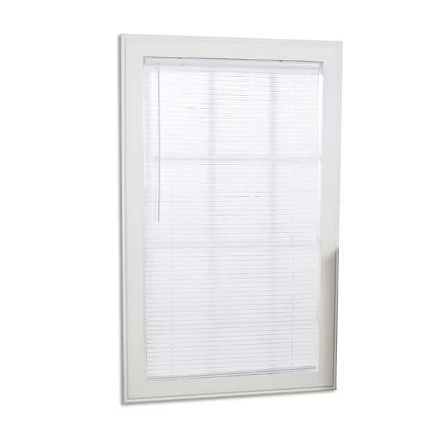 Project Source Light Filtering 1-in Slat Width 23-in x 72-in Cordless White Vinyl Light Filtering Mini Blinds