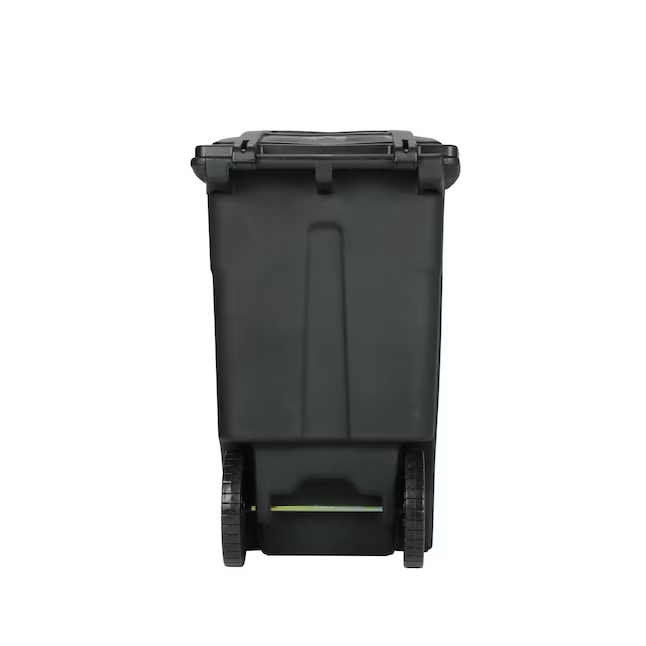 Toter Bote de basura con ruedas de plástico negro de 48 galones con tapa para exteriores