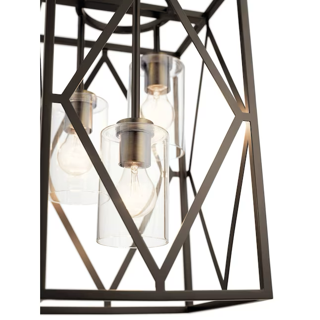 Kichler Solander 3-Licht Olde Bronze Traditionelle geometrische Hängependelleuchte aus klarem Glas