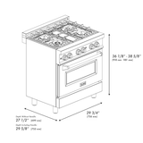 ZLINE Professional 30-in Deep Recessed 4 Burners Convection Oven Freestanding Dual Fuel Range (Stainless Steel)