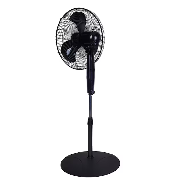 Utilitech Ventilador de pedestal oscilante para interiores, 18 pulgadas, 120 voltios, 3 velocidades, color negro, con control remoto