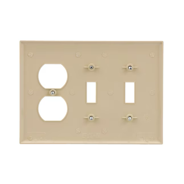 Placa de pared dúplex/interruptor para interior de policarbonato de color marfil mediano de 3 unidades Eaton