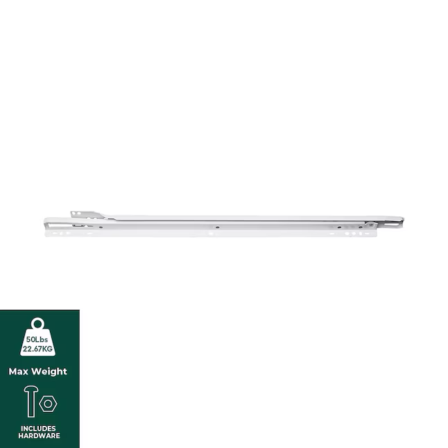 RELIABILT 20-in 3/4 Extension Self-closing Bottom Mount European 50-lb Load Capacity White Drawer Slide 1-Pair (2-Pieces)