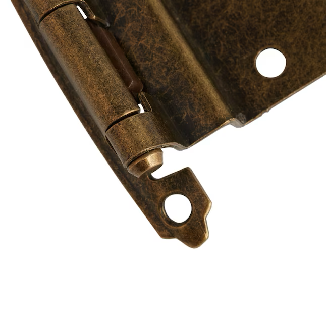 RELIABILT 200-Degree 3/8-in Inset Surface Self-closing Aged Brass Cabinet Hinge, 1 Pair (2-Pieces)
