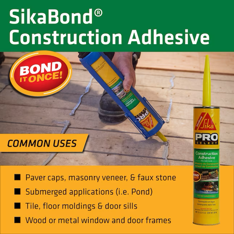 Sika SikaBond Adhesivo de construcción interior/exterior de poliuretano gris (10,1 onzas líquidas)