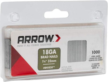 Arrow Clavos Brad de acero calibre 18, 1-1/4 pulgadas, paquete de 1000 