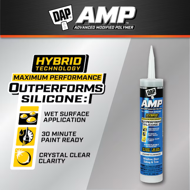 DAP AMP 9-oz Crystal Clear Paintable Advanced Sealant Caulk