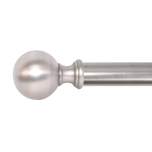 Style Selections 48-in to 84-in Brushed Nickel Steel Single Curtain Rod with Finials