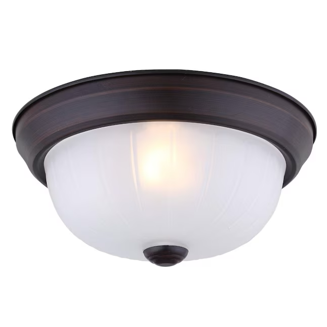 Project Source 1-Light 10-in Bronze Flush Mount Light