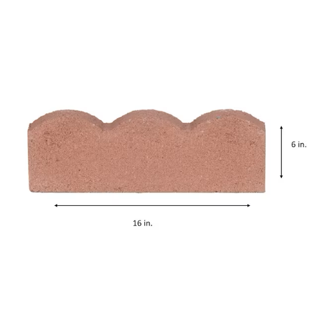 Piedra de borde recto de hormigón rojo festoneada de 2 pulgadas de largo x 16 pulgadas de ancho x 6 pulgadas de alto