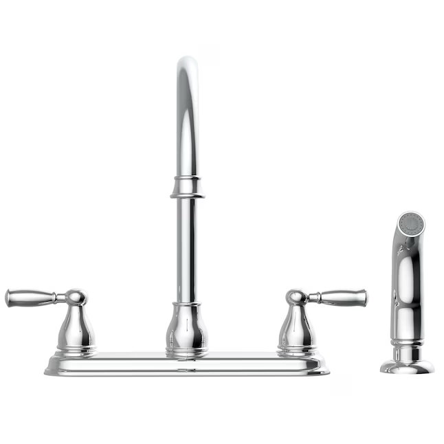 Project Source BRICE Polished Chrome Double Handle High-arc Kitchen Faucet (Deck Plate and Side Spray Included)