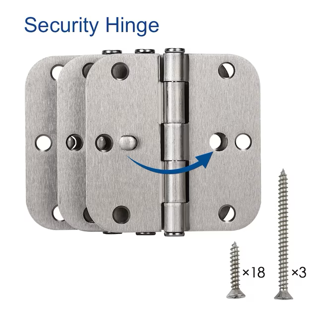 RELIABILT 3-1/2-in H x 5/8-in Radius Satin Nickel Security Interior Door Hinge (3-Pack)
