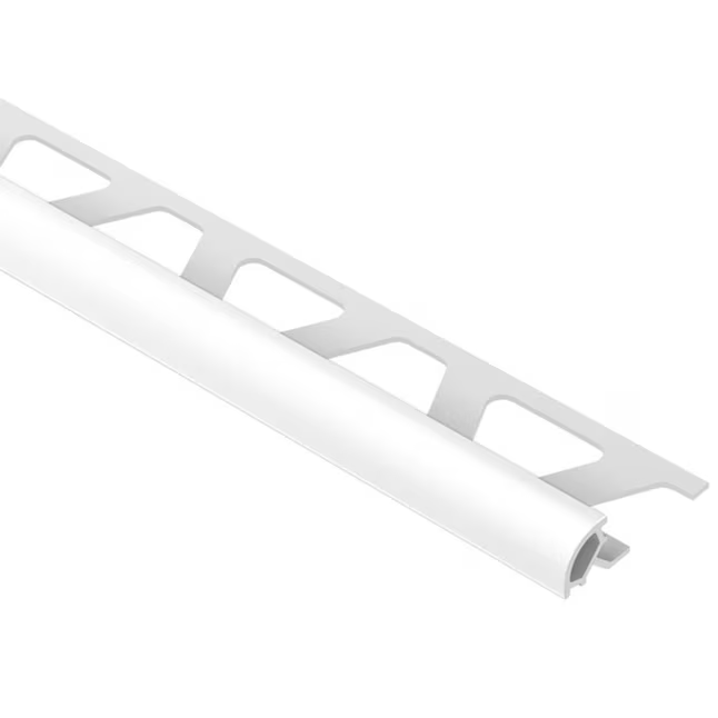 Schluter Systems Rondec 0,375 pulgadas de ancho x 98,5 pulgadas de largo, borde redondeado de PVC blanco brillante para azulejos