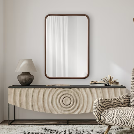 allen + roth 24-in W x 35-in H Light Brown Polished Wall Mirror