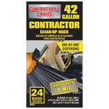 Contractor's Choice Contractor 42-Gallonen-Müllbeutel aus schwarzem Kunststoff für den Außenbereich mit Klappe und Bindeband (24 Stück)