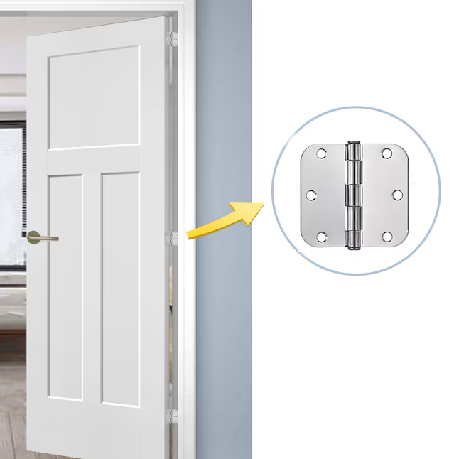 RELIABILT Silent 3-1/2-in H x 5/8-in Radius Chrome Mortise Interior Door Hinge (3-Pack)