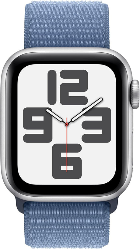 Apple Watch SE (2. Generation) 40-mm-Smartwatch mit silbernem Aluminiumgehäuse und winterblauer Sportschlaufe 