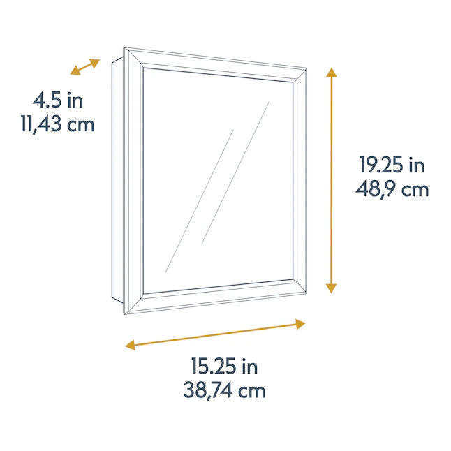 Project Source Gabinete para medicinas rectangular con espejo blanco de montaje en superficie de 15.25 x 19.25 pulgadas