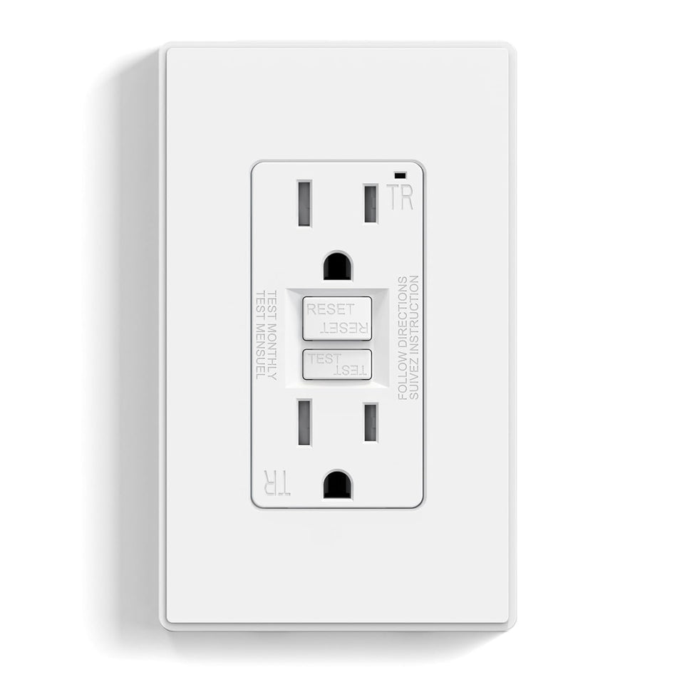 SABER SELECT 15-Amp GFCI Receptacle With Wall Plate (White)