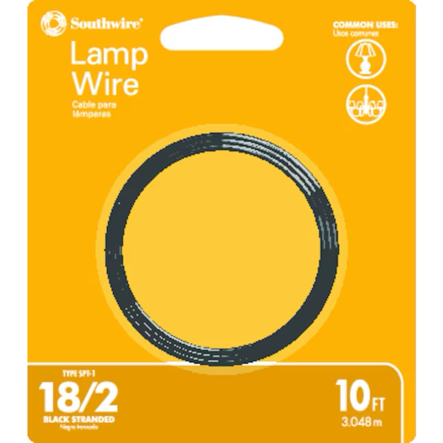 Southwire 10-ft 18/2 Black Stranded Lamp Cord
