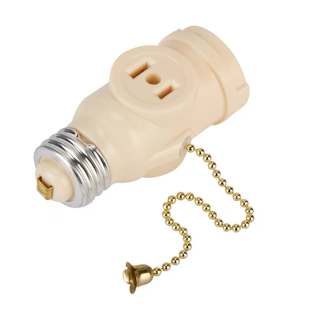 Project Source 660-Watt Off-white Medium Light Socket Adapter with Pull Chain