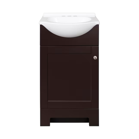 Style Selections Euro 18-in Espresso Single Sink Bathroom Vanity with White Cultured Marble Top
