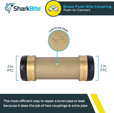 SharkBite 2 in. x 2 in. Brass Push Slip Coupling