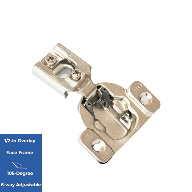RELIABILT 105-Degree 1/2-in Overlay Concealed Self-closing Nickel Plated Cabinet Hinge, 1 Pair (2-Pieces)