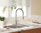 IBOFYY Einhand-Wasserhahn für gewerbliche Küchenspüle mit multifunktionalem, herunterziehbarem Auslauf (gebürstetes Nickel)