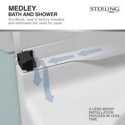 Sterling Medley 34 Zoll B x 34 Zoll T x 72,45 Zoll H weißes 2-teiliges Alkoven-Duschseitenwandpaneel 