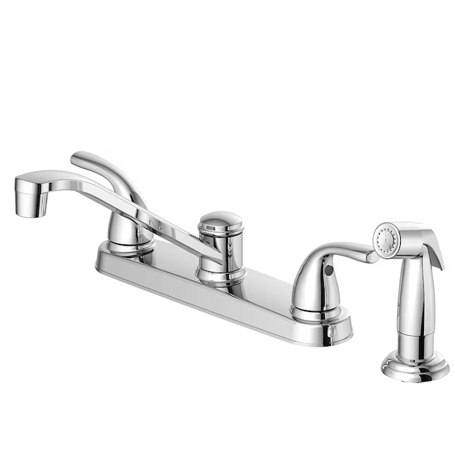 Project Source Dover Chrome 2-handle Low-arc Kitchen Faucet W/ Sprayer  (Deck Plate Included)