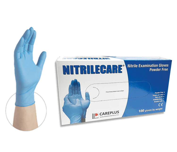 Guantes de examen NitrileCare Premium azules de 4 mil (medianos, paquete de 100)