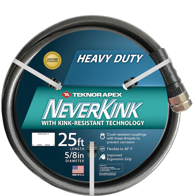 NeverKink Teknor Apex 5/8 Zoll x 25 Fuß robuster, knickfreier, grauer Vinyl-Spiralschlauch