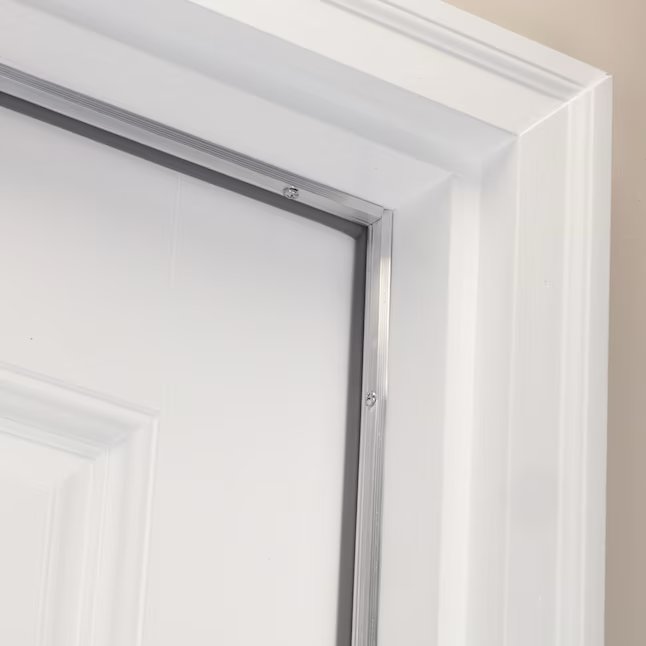MD Kit de marco de puerta superior y lateral plateado de 7 pies x 7/8 pulgadas x 1 pulgada Burlete de puerta de aluminio/vinilo