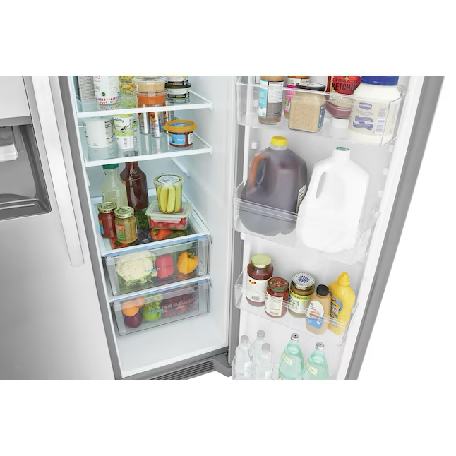 Refrigerador de dos puertas verticales Frigidaire de 25.6 pies cúbicos con máquina de hielo, dispensador de agua y hielo (acero inoxidable resistente a huellas dactilares) ENERGY STAR