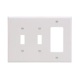 Eaton 3-Gang Midsize White Polycarbonate Indoor Toggle/Decorator Wall Plate