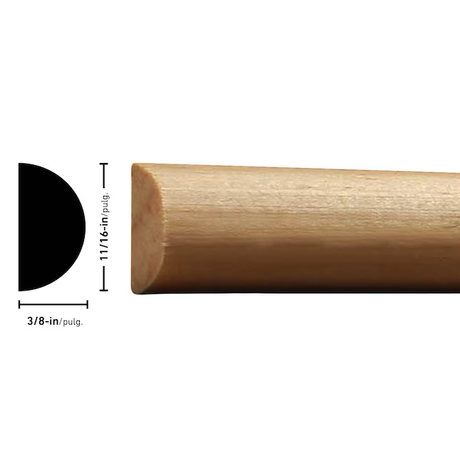 RELIABILT Moldura semicircular de pino sin terminar de 3/8 x 11/16 x 8 pies