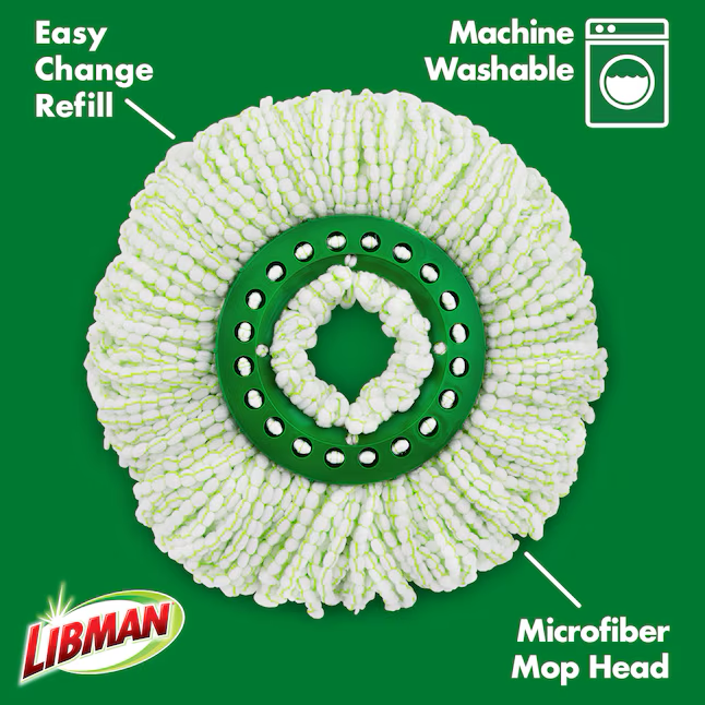 Libman Tornado Spin Mop con cabezal de microfibra - Mango ajustable, cubo antiderrames