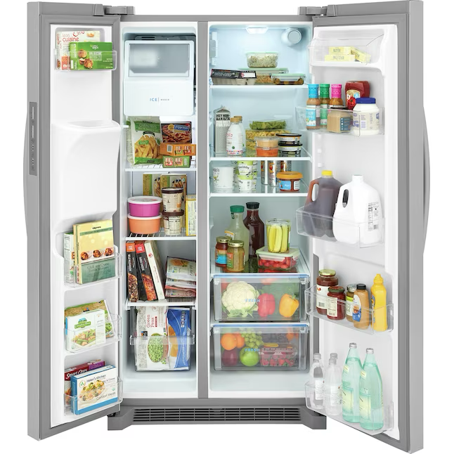 Refrigerador de dos puertas verticales Frigidaire de 25.6 pies cúbicos con máquina de hielo, dispensador de agua y hielo (acero inoxidable resistente a huellas dactilares) ENERGY STAR