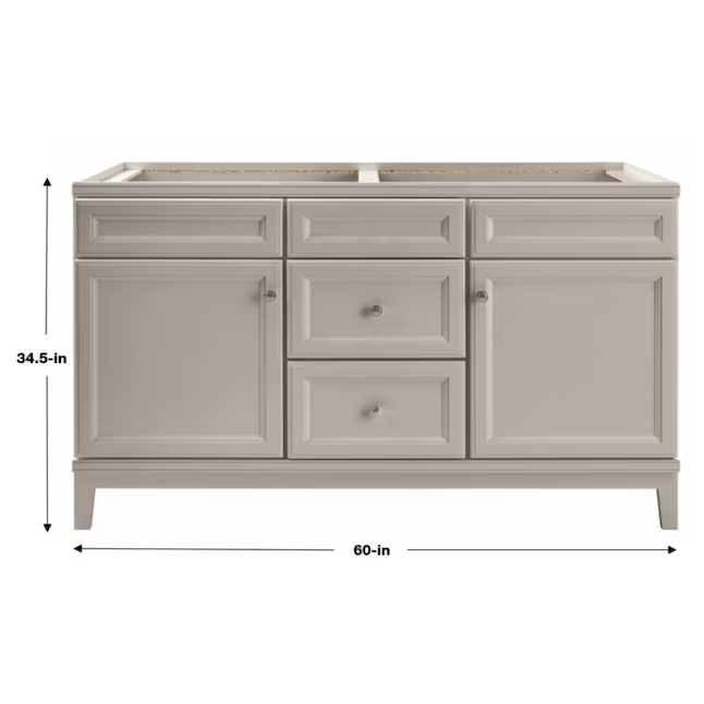 Diamond NOW Calhoun 60-in Cloud Gray Bathroom Vanity Base Cabinet without Top