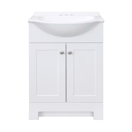 Style Selections Euro 24-in White Single Sink Bathroom Vanity with White Cultured Marble Top