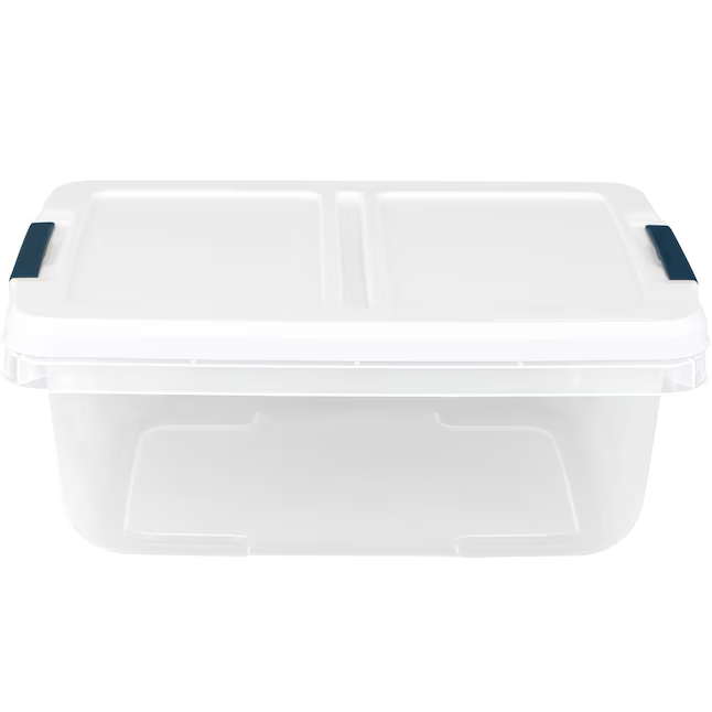 Project Source Small 3.75-Gallons (15-Quart) Clear Base with White Lid Tote with Latching Lid
