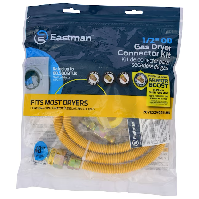 Eastman 48-Zoll-1/2-Zoll-Mip-Einlass x 3/8-Zoll-Mip-Auslass-Installationssatz für Gasgeräte aus Edelstahl