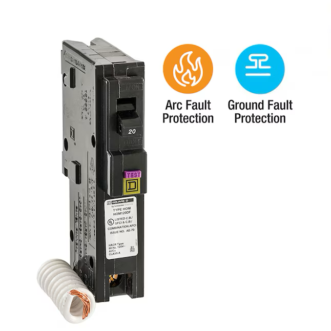Square D Homeline 20-amp 1-Pole Dual Function Afci/Gfci Circuit Breaker