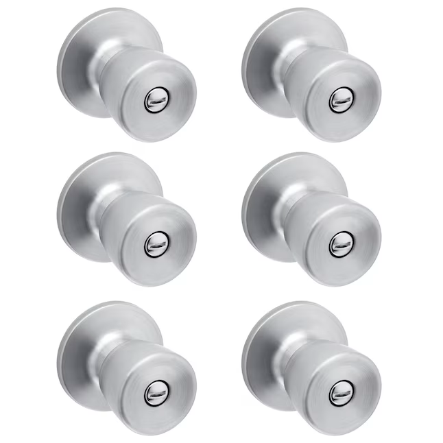 RELIABILT Gallo Stainless Steel Interior Bed/Bath Privacy Door Knob Contractor Pack (6-Pack)